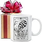 VLUG Skeleton The Mom Tarot Card Skull Mug Gifts for Mom, Tarot Lovers Gift, Halloween Skull Cup, Mama Witchy Gifts for Women, Goth Bday Gothic Spooky Gift for Mommy, Funny Skeleton Moms Mug
