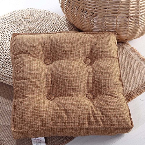 Ikevan Removable Flax Seat Cushion, New Soft Home Office Decoration Cushion Removable Tatami Mat Office Chair Square Buttocks Seat Pads 15.7''X15.7'' (Brown)