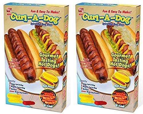 Curl-A-Dog BBQ Spiral Grilling Hot Dog Sausage Slicers Cooking Set Of 2