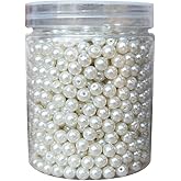 INSPIRELLE About 1000pcs 6mm Ivory Glass Pearl Round Loose Spacer Beads for DIY Craft Necklaces Bracelets Jewelry Making