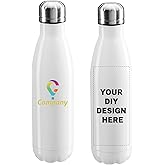 Personalized Custom Water Bottles 17oz Stainless Steel Double Wall Insulated Leakproof Cups for Sports Outdoors With Colorful Text Logo Print in USA