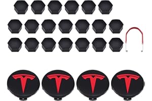 THINND 4pcs Car Hub Centre Caps for Tesla Model 3 Y S X,Wheel Hub Caps Centre Cover Emblem Badge Sticker Waterproof DustProof Styling Accessories,B/Black Red
