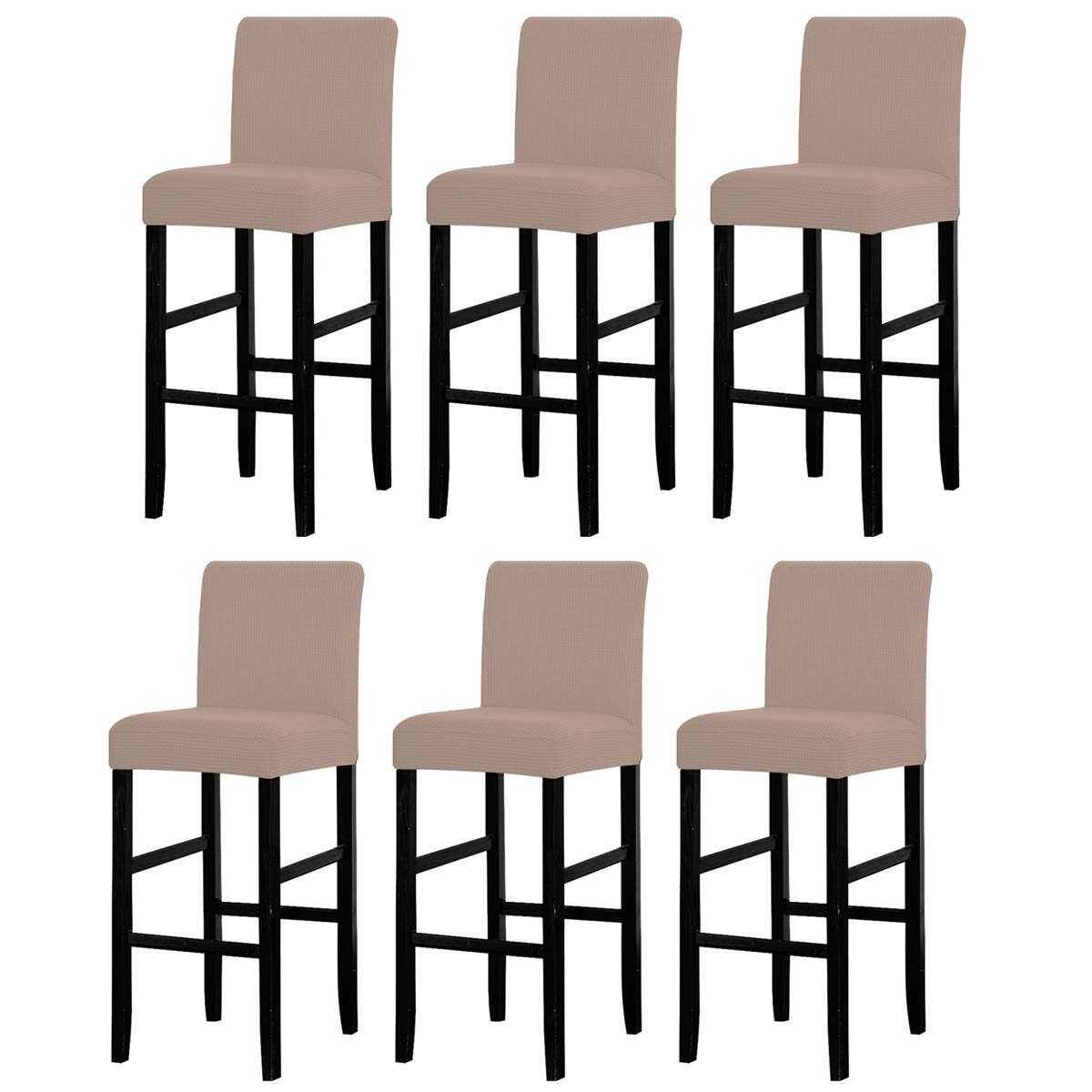 LANSHENG Bar Chair Stool Covers, Stretch Removable Washable Chair Slipcover for Short Swivel Dinning Chair Back Chair Bar Stool Chair (Sand,6 Pcs)