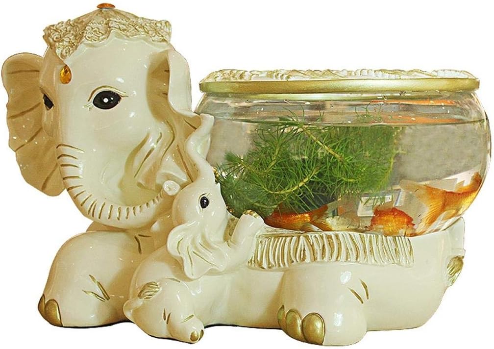 Fish Tank Uncle Sam LI - Resin Fish Bowls Aquarium Desktop ornament, of Elephant modeling for the Living room bedroom entrance decorations (Size : L(39 * 23 * 24cm))