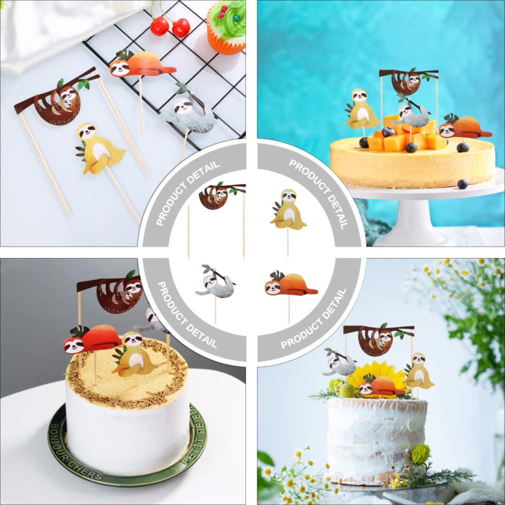 TOYANDONA 24 StüCk Faultier Deko Kuchen Topper Set - Niedliche Tortendekoration FüR Geburtstagsfeiern, Kinderpartys Und Festivals 7