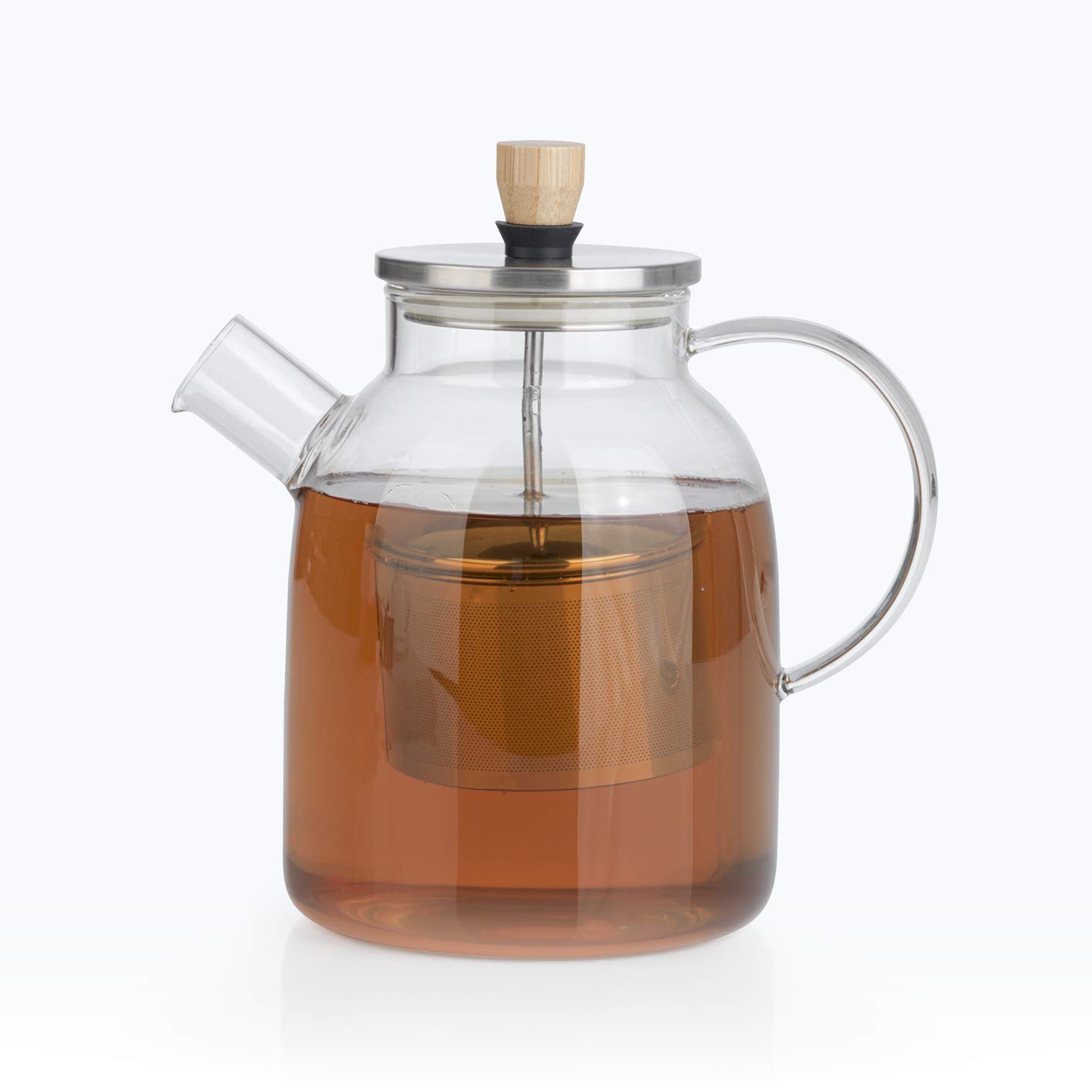 BEEM TEAPOT with Strainer Insert - 1.5l | Glass teapot with Stainless Steel Strainer Insert | Heat-Resistant Glass Pot with Tea Strainer for hot Tea or iced Tea | for Your Favourite Tea