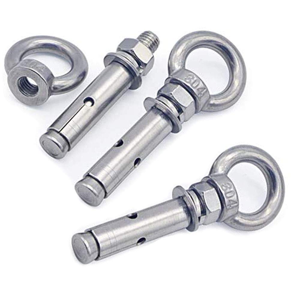DTShow 3-Pack M8x70mm 304 Stainless Steel Eye Expansion Anchor Bolts, Heavy-Duty Corrosion-Resistant Concrete Wall Anchors
