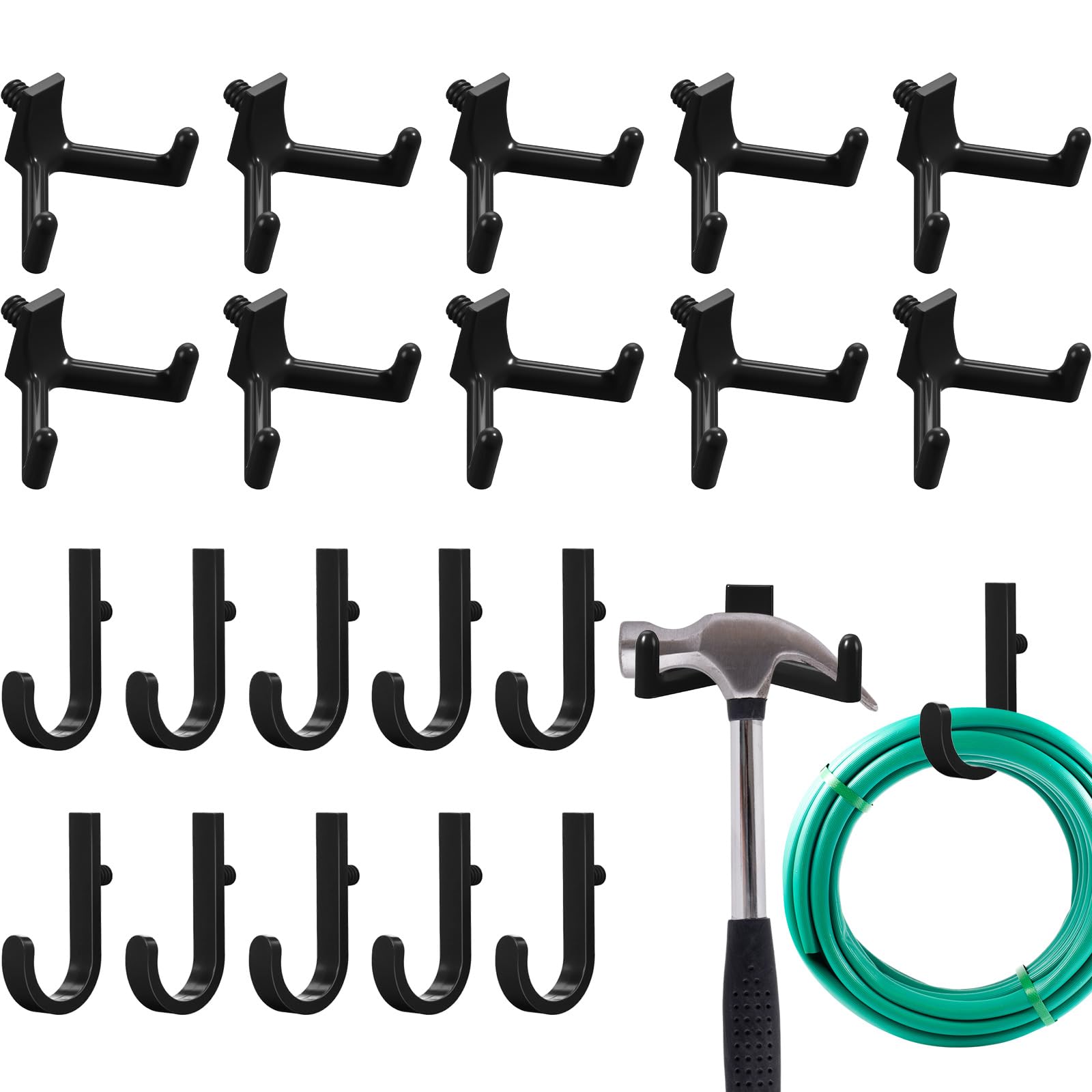 Photo 1 of Qiyaz 20 Pcs Storage Shed Tool Hooks Black Tool Hanger Compatible with Suncast Shed Accessories for Hanging Storage Shelves Organizer Accessories Parts Replacement Screws Brackets Ladders(J/v)