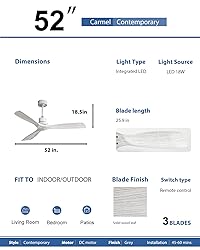 Sofucor 52 inch Solid Wood Ceiling Fan with Remote