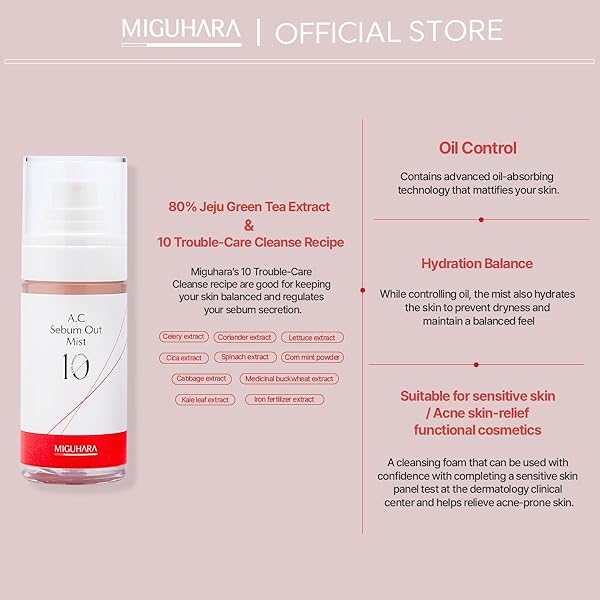 MIGUHARA A.C SEBUM OUT MIST | KOREAN SKINCARE MIST (60ML/2.02 FL. OZ.)