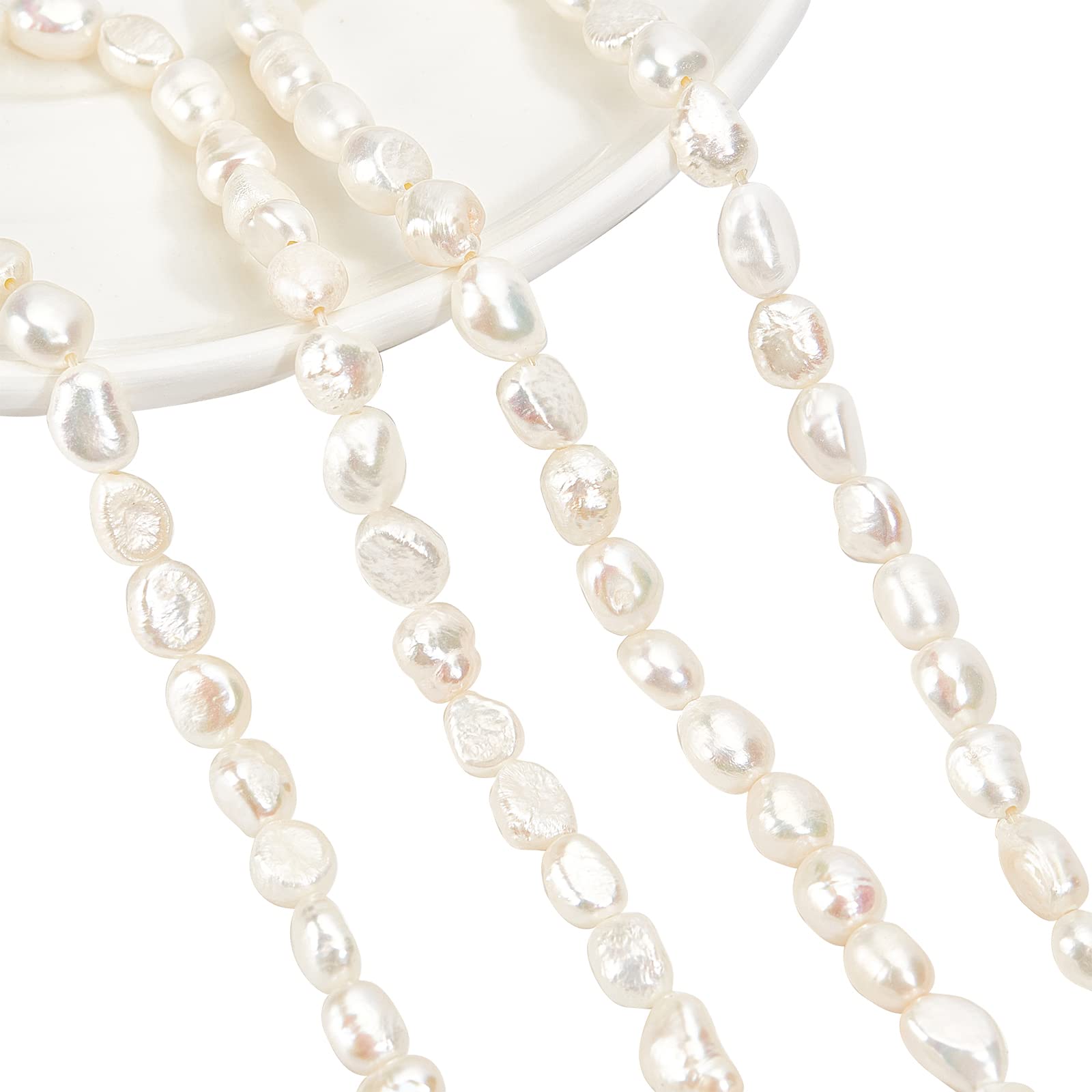 NBEADS 2 Strands Natural Culd Freshwater Pearl Beads, Two Sides Polished Pearl Beads Strands for DIY Crafts Making Jewelry Bracelets Necklaces Earrings, Seashell Color