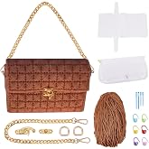 FREEBLOSS DIY Plastic Canvas Mesh Bag Kit Blank Mesh Canvas Sheets for Embroidery Needlepoint Craft Kit Knit and Crochet Projects Handbag Making Accessories, Brown