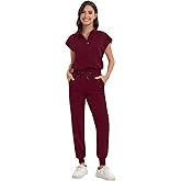 GGEH Scrub for Women Set - Stretch Scrub Top & Jogger Pants Mandarin Collar Anti-Wrinkle Scrub Suit Medical Uniform