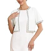WOMLAYOUT Women's Formal Shrug for Evening Dresses Open Front Crop Cocktail Wedding Beaded Sparkle Sequin Bolero