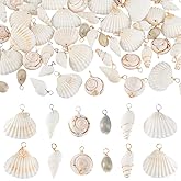 PH PandaHall 72pcs 12 Styles Natural Shell Pendants White Scallop Spiral Cowrie Shell Pendants Natural Seashells Charms Jewelry Charms for Jewelry Making Home Decor Wedding Summer Ocean Beach Party