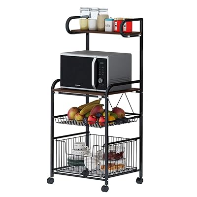 Ctystallove 4-Tier Metal Kitchen Baker's Rack with Rolling Cart
