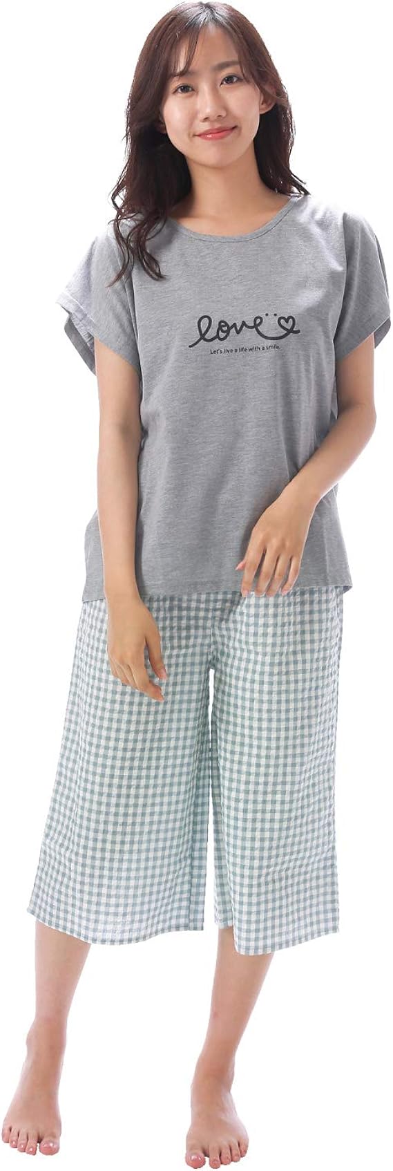 Amazon Nishiki ニシキ パジャマ レディース 半袖 通気 涼しい 夏 ルームウェア 上下セット かぶり 七分丈パンツ 部屋着 綿混 天竺ニット かわいい Paja ｸﾞﾘｰﾝｷﾞﾝｶﾞﾑ パジャマ ルームウェアセット 通販