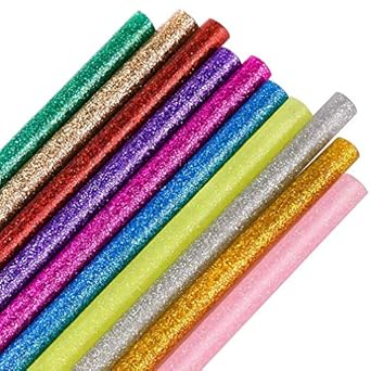 Dwayne C Hot Melt Glue Sticks Hot Glue Gun Sticks 10 Colors Hot Melt Adhesive Glue Stick Mini Glitter for DIY Art Craft Sealing and Quick Repair Size 60pcs (Color-60)