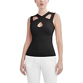 BCBGMAXAZRIA Women's Fitted Bodycon Sleeveless Cross Neck Keyhole Top
