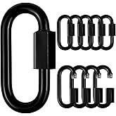 Stainless Steel Chain Quick Links- Locking Carabiners, Chain Hooks, Twist Key Ring Screw Chain Link,Black