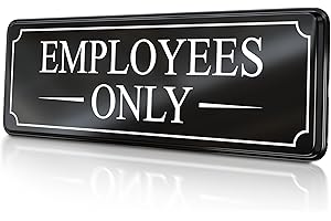 Employees Only Sign for Office Door Wall Home and Business - Black White Large Sticker - self-Adhesive 9×3 in - Easy Installa