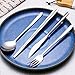 Portable Stainless Steel Flatware Set, Travel Camping Cutlery Set, Portable Utensil Travel Silverware Dinnerware Set with a Waterproof Case (6pcs Stainless steel Flatware Set)