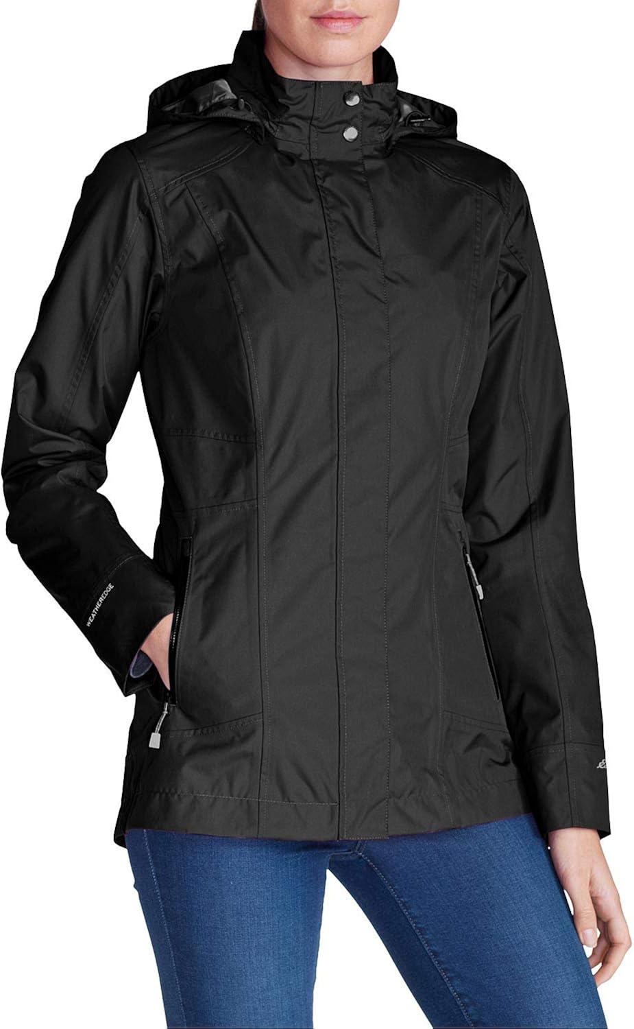 Eddie Bauer Damen Wetterfester Parka Parkas, Schwarz (Schwarz), 34 (SizeS) Amazon.de Bekleidung