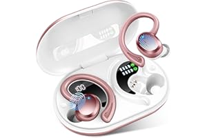 RULEFISS Wireless Earbuds Sport, 2025 Bluetooth 5.4 Headphones Bass Hi-Fi Stereo Over Ear Buds, 56Hrs Noise Cancelling Headset with Earhook, IP7 Waterproof Earphones Workout Running for Laptop Pad Android iOS