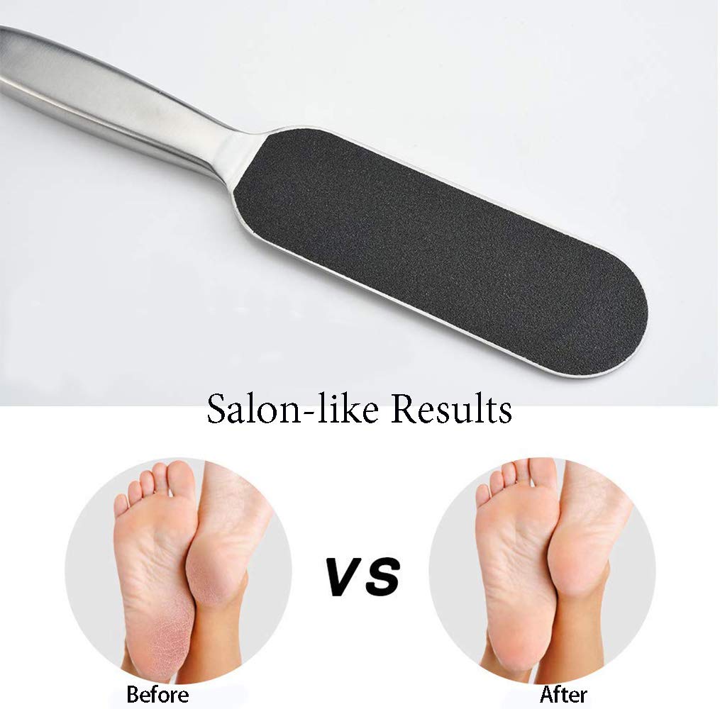 Colossal Rasp Foot File and Callus Remover With Replaceable Paddle, Metal Foot Care Pedicure to Remove Hard Skin, Coarse/Fine Double Side Reusable Pads, Premium Grade Stainless Steel Feet Scrubber : Beauty
