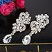 BriLove Women's Wedding Bridal Dangle Earrings Bohemian Boho Crystal Flower Chandelier Teardrop Bling Earrings Clear Gold-Toned