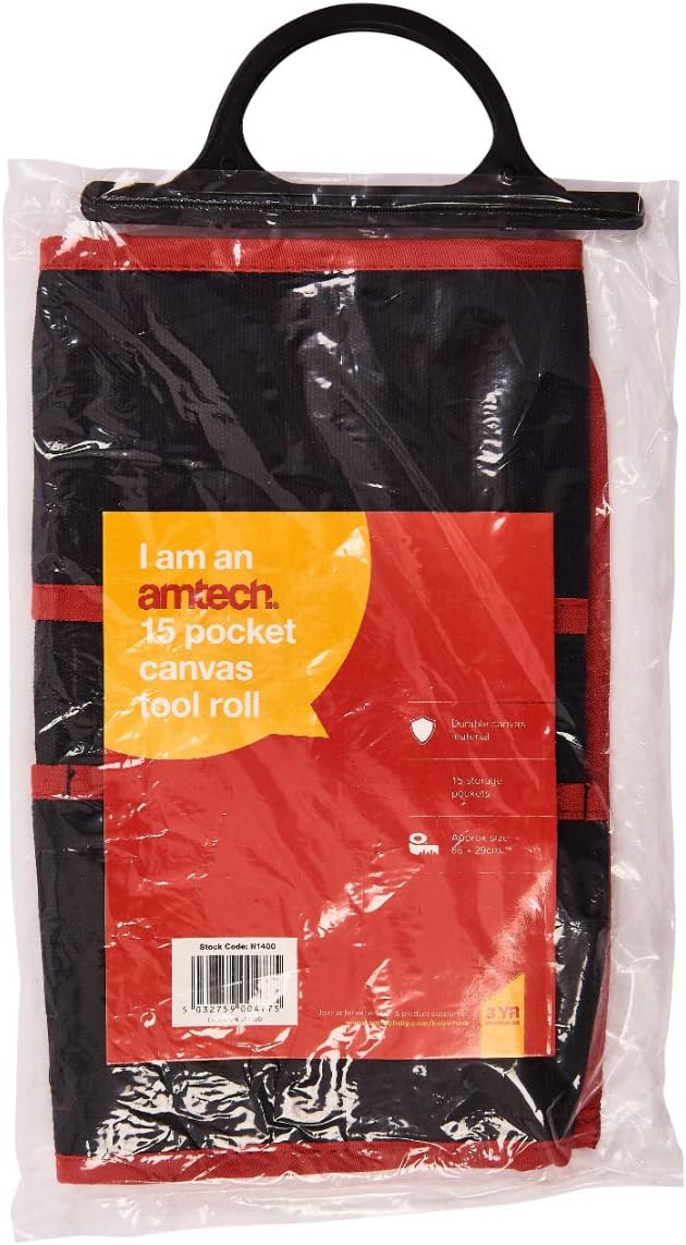 Amtech N1400 15 Pocket tool roll, Black & Red - Image 5