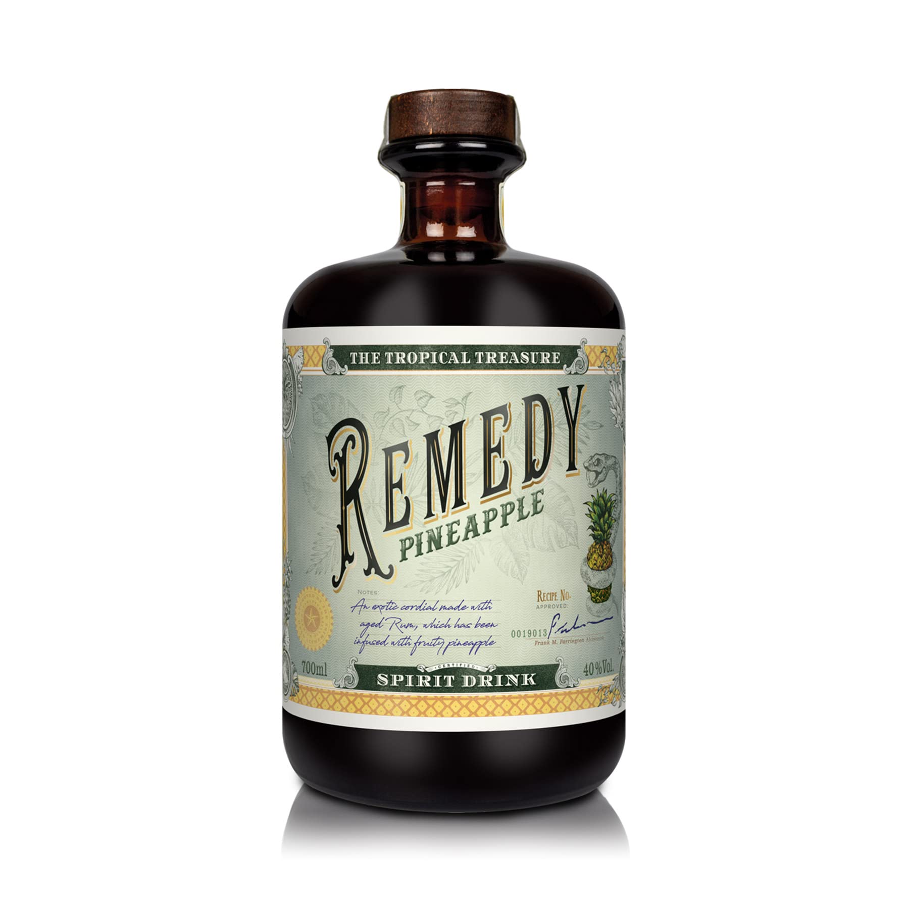 Remedy Rum Pineapple I Gold London Spirits Awards I auf Basis 3 karibischer Rums I mit natürlicher Essenz aus der Ananas sowie einem Hauch Vanille I 40% Vol. I 1 x 0,7l