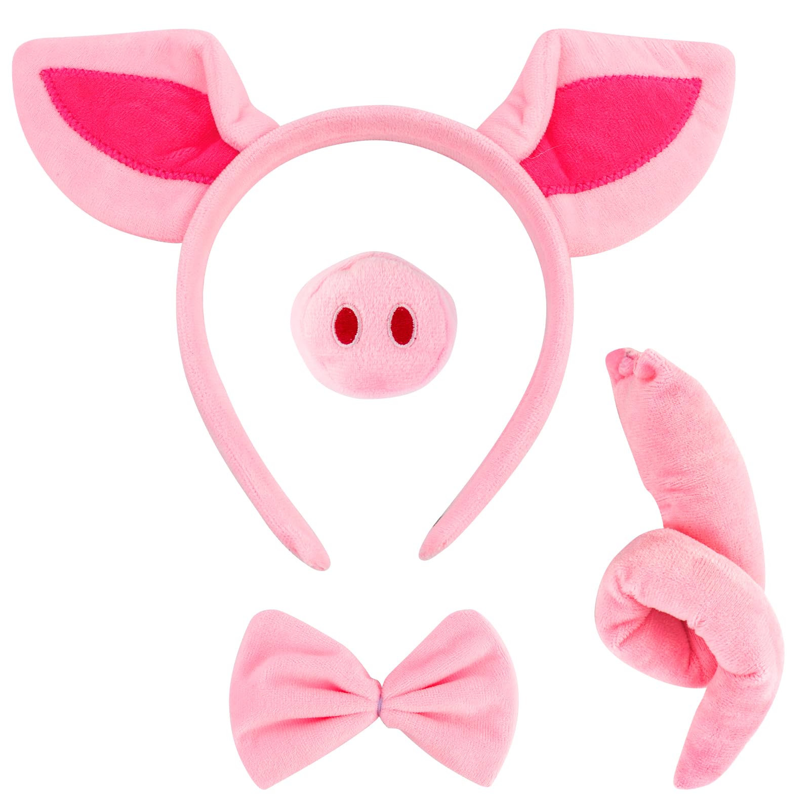 Photo 1 of *** nose and tail missing***COCIDE Pig Ears Headbands Peppa Pig Costume Miss Piglet for Women Piggy Mask for Adults Tail Shrek Nose and Bow Tie Halloween Dress Up Party Decoration Accessories Set