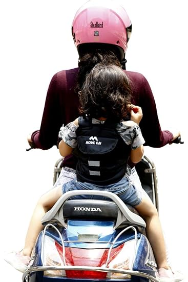 Move On Kids Safety 2 Wheeler Seat Belt/Front Standing and Sitting Behind (Black)