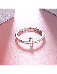 Inspirational Jewelry Sterling Silver Faith Hope Love Sideways Cross Ring, Size 5-10