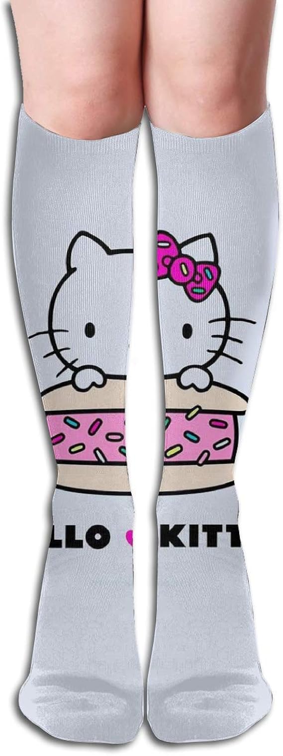 Blooming Knee High Tube Socks Hello Kitty with Cake Rainbow