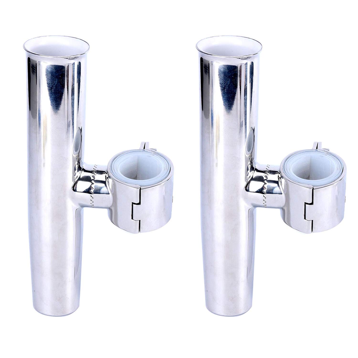 Photo 1 of Amarine Made 2 Pack of Stainless Steel Tournament Style Rod Holder,Transom Mounted,Wall Mounted,Top Mounted - Angle Adjustable for Rail 1-5/8" to 2"