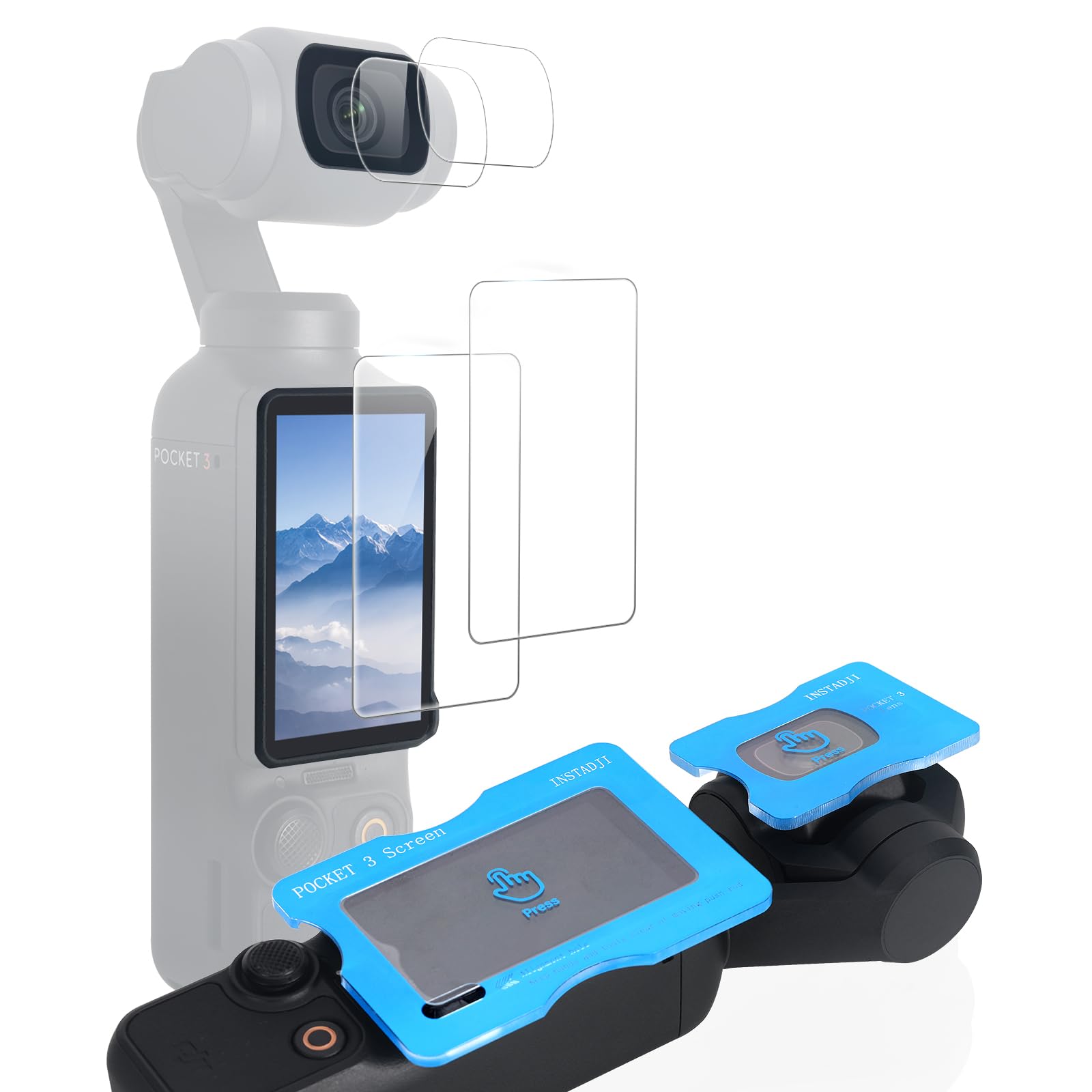 Photo 1 of 2 Pack Screen Protector for DJI Osmo Pocket 3/Xtra Muse+Lens Protector for Osmo Pocket 3/Xtra Muse Accessories [Auto-Alignment Kit],Anti Reflective HD Tempered Glass for DJI Osmo Pocket 3 Accessories,9H Hardness, Scratch Resistant