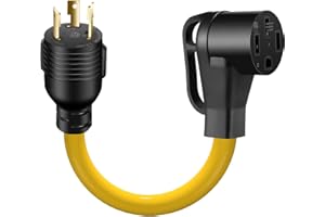 LAZMUMI 30 Amp 3 Prong RV Generator Adapter Cord Twist Lock, Heavy Duty STW 10 AWG NEMA L5-30P Male to 14-50R Female for Outdoor RV Trailer Camper,1.5FT