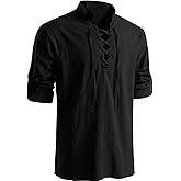 Medieval Retro Pirate Shirts For Men Renaissance Long Sleeve Shirts Viking Style Halloween Costume