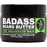 Badass Beard Care Beard Butter For Men - THE MOUNTAIN MAN, 3 oz - Made of Natural Ingrediens for Healthy, Soften and Itchness Free Beard and Mustache