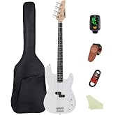 Bullstar Electric Bass Guitar Beginner Kit 4 String Solid Body | Bass Guitar Kit, Rosewood Fingerboard, 1-Year Warranty, with Portable Gig Bag, Adjustable Strap, Cable, Picks Metallic Blue