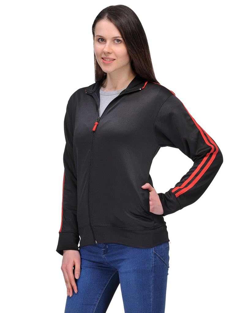 scott dryfit jacket wrinkle free women's (black with red stripes)