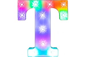 Glintee Light Up Letters Letter Lights - Colorful LED Letters Lights Alphabet for Romantic Valentines Day Night Lights Wedding Birthday Party Home Bar Decor- (Colorful T)