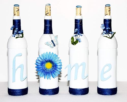 Amazon Com Decorated Wine Bottles Home Script Display Altered