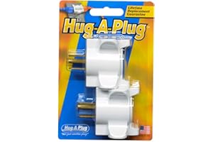 OCEMY Hug-A-Plug Grounded Right Angle Adapter Plug - Twin Pack White
