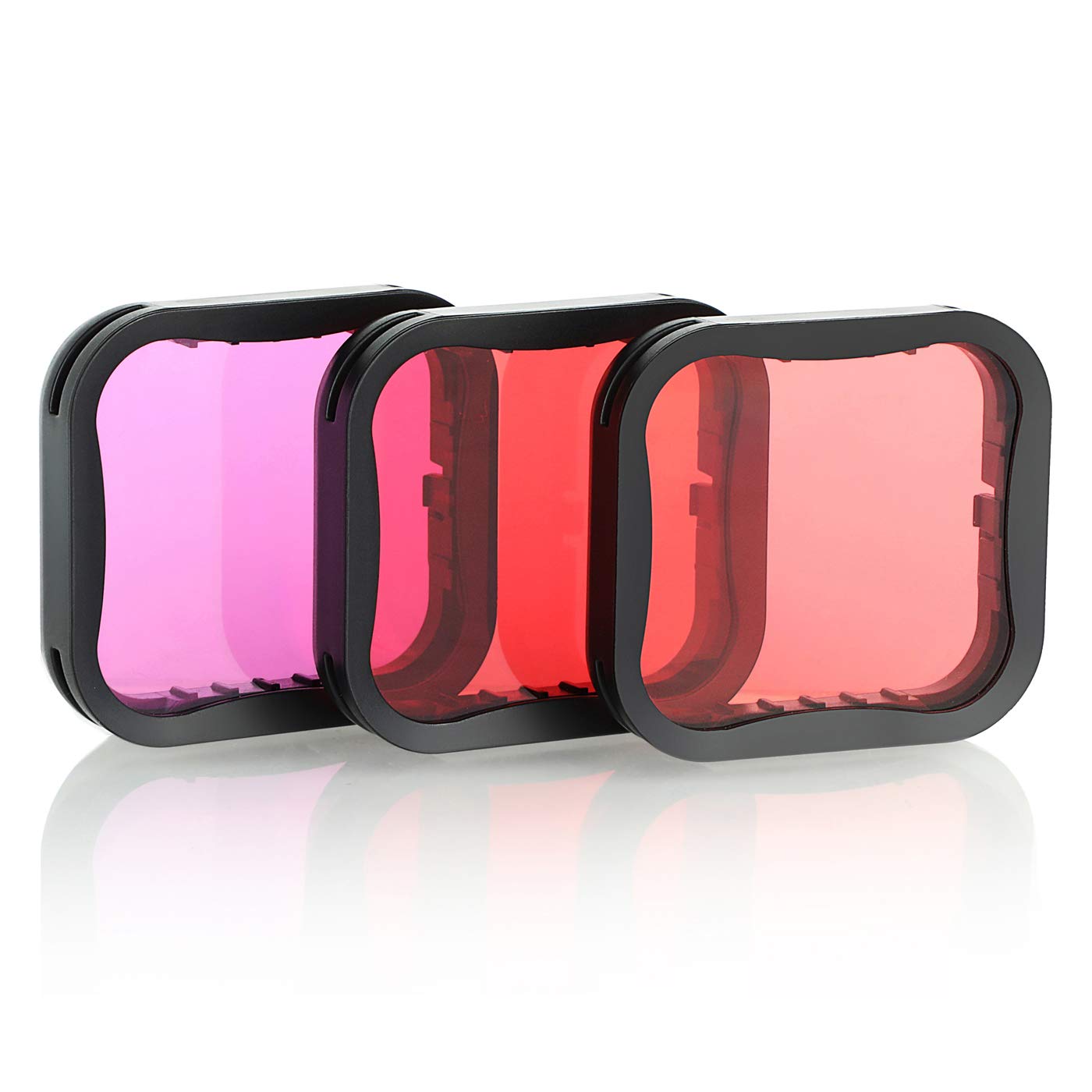 SOONSUN 3 Pack Dive Filter for GoPro Hero 5 6 7 Black Super Suit Dive Housing - Red,Light Red and Magenta Filter - Enhances Colors for Various Underwater Video and Photography Conditions