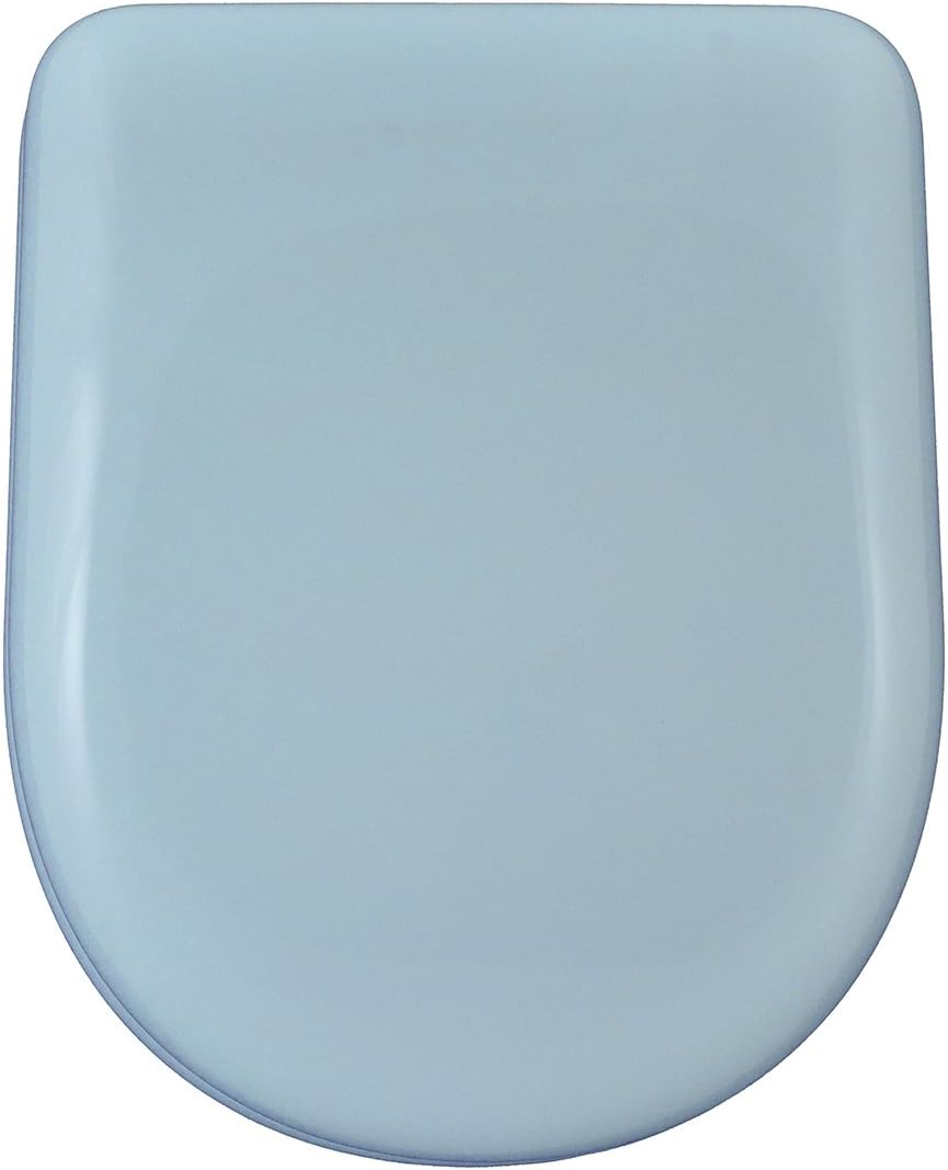 WC Toilet SEAT Compatible | D-U Shape | Round Front | Adjustable & Removable INOX Hinge | Easy Clean & Easy to Install | Very Resistant | 43 x 36 x 5 cm | 16,9 x 14,2 x 2 in (Celestial Blue)