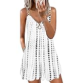 ETCYY Womens Dresses Casual Summer Beach Flowy Sundress Loose Swing Printed Mini Dress, X-Large