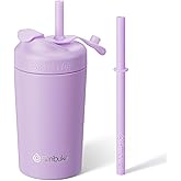 Fimibuke Kids & Toddler Cups, 10 OZ Spill Proof Straw Cups for Toddlers, Leak-Proof Kids Insulated Tumblers with Screw-On Lid & Silicone Straws with Stopper, Stainless Steel Sippy Cup for Girls Boys
